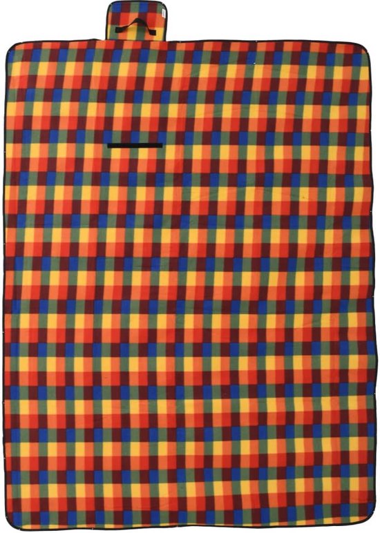 vidaXL - Picknickkleed - opvouwbaar - geruit - 200x150 - cm - fluweel - meerkleurig van vidaXL