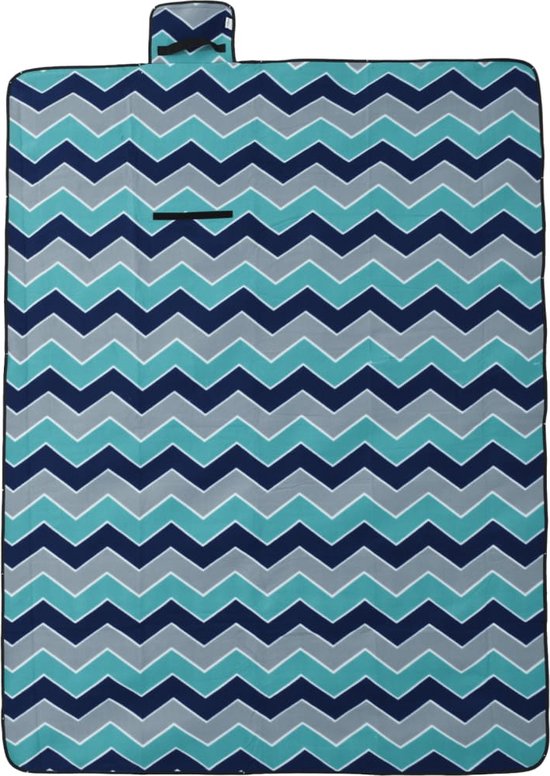 vidaXL - Picknickkleed - opvouwbaar - golven - 200x150 - cm - fluweel - blauw van vidaXL