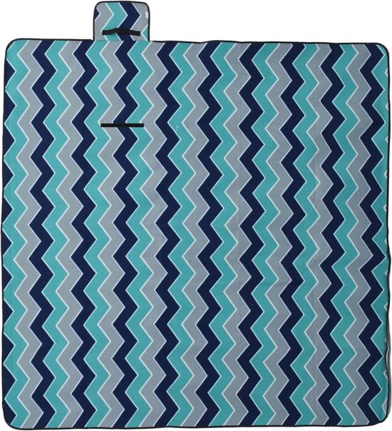 vidaXL - Picknickkleed - opvouwbaar - golven - 200x200 - cm - fluweel - blauw van vidaXL