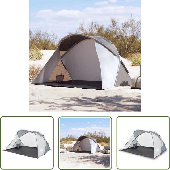 vidaXL Pop-up Tent - Strandtent - Strandtent 2-persoons pop-up waterdicht grijs - Strandpaviljoen - Zonnescherm - Watersport van Merkloos