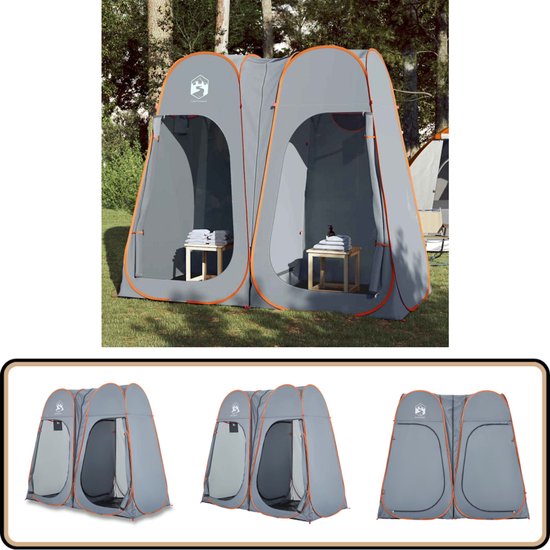 vidaXL Privacytent - Pop-up - Grijs en Oranje Privacytent - Pop-up Tent - Waterdichte Tent - Buitentak - Campingaccessoires van VidaXL
