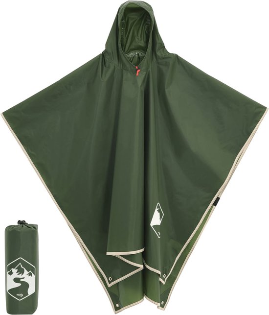 vidaXL - Regenponcho - met - capuchon - 2-in-1 - ontwerp - 223x145 - cm - groen van Vidaxl