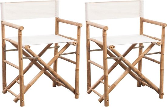 vidaXL - Regisseursstoelen - 2 - st - inklapbaar - bamboe - en - canvas van Vidaxl