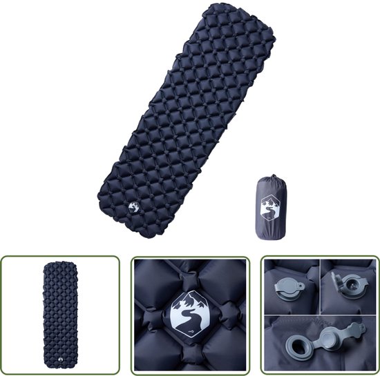 vidaXL Slaapmat - Kampeermatras - Kampeermatras opblaasbaar 190x58x6 cm 1- persoons grijs - Opblaasbaar Matras - Campingbedding - Buitenslapen van Merkloos