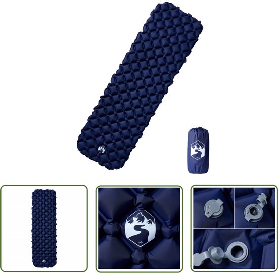 vidaXL Slaapmat - Kampeermatras - Kampeermatras opblaasbaar 190x58x6 cm 1-persoons marineblauw - Campingbedding - Outdoor Matras - Luchtmatras van Merkloos