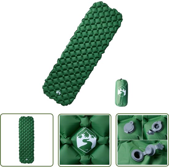 vidaXL Slaapzak - Kampeermatras - Kampeermatras opblaasbaar 190x58x6 cm 1- persoons groen - Camping - Outdoor - Caravanning van Merkloos