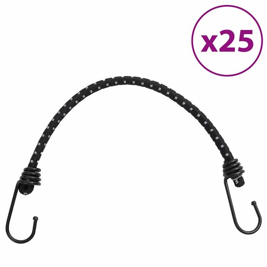 vidaXL - Spanelastieken - met - reflecterende - strips - en - haken - 25 - stuks - 38 - cm