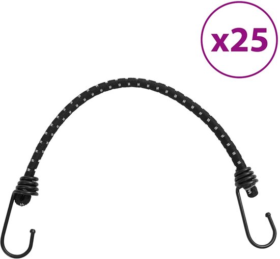 vidaXL - Spanelastieken - met - reflecterende - strips - en - haken - 25 - stuks - 46 - cm