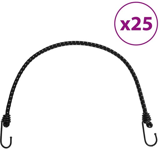 vidaXL - Spanelastieken - met - reflecterende - strips - en - haken - 25 - stuks - 59 - cm