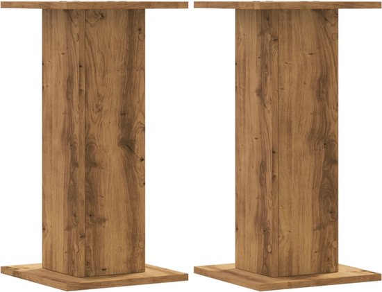vidaXL - Speakerstandaards - 2 - st - 30x30x60 - cm - hout - artisanaal - eikenkleurig van vidaXL