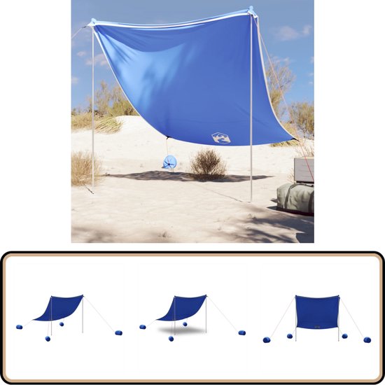 vidaXL Strandluifel - 214x236 cm - Blauw en Grijs Strandluifel - Parasol Strand - Zonnebescherming - Beachtent - Kampeeraccessoires van VidaXL