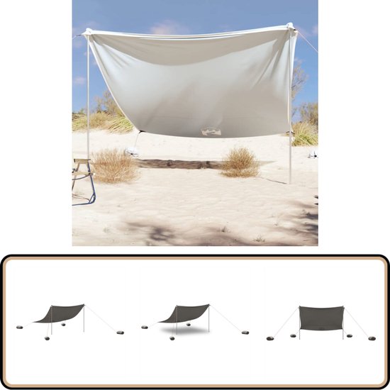 vidaXL Strandluifel - 304x300 cm - Grijs - UV+40 Strandtent - Strandluifel - Parasol - Zonnebescherming - Zomer van VidaXL
