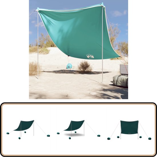 vidaXL - Strandluifel - met - zandankers - 214x236 - cm - groen van VidaXL