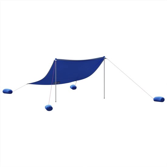 vidaXL - Strandluifel - met - zandankers - 304x300 - cm - blauw