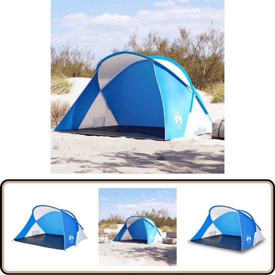 vidaXL Strandtent - 2 Persoons - Pop-up - Azuurblauw Strandtent - Pop-up Tent - Beach Tent - Parasol - Zonnebescherming van VidaXL