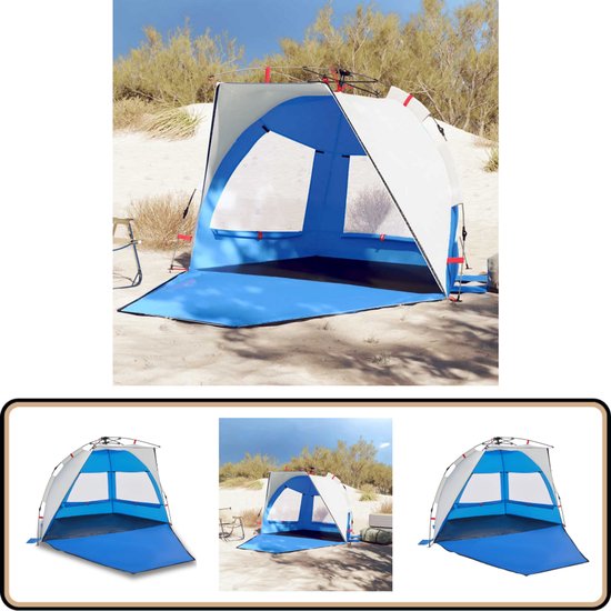 vidaXL Strandtent 2-persoons waterdicht azuurblauw Strandtent - Strandzeil - Parasol - Zonnewering - Beachtent van VidaXL