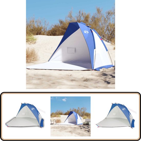 vidaXL Strandtent - 268x223x125 cm - Azuurblauw Strandtent - Zonnescherm - Beachtent - Vakantiehuisje - Buitenleven van VidaXL