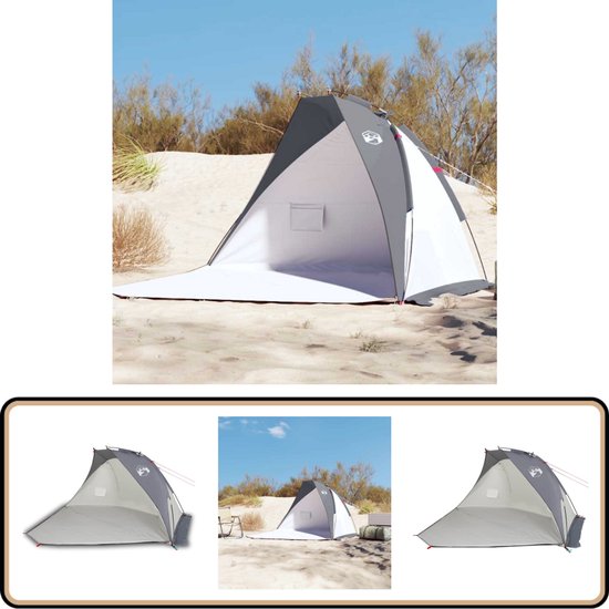 vidaXL Strandtent - 268x223x125 cm - Grijs - Polyester Strandtent - Strandparasol - Zomertent - Beachtent - Zonnebescherming van VidaXL