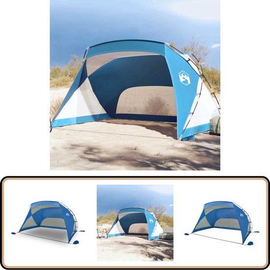 vidaXL Strandtent - 274x178x170 cm - Azuurblauw Strandtent - Strandhuisje - Parasol Alternatief - Buitenleven - Zomerdagen van Vidaxl