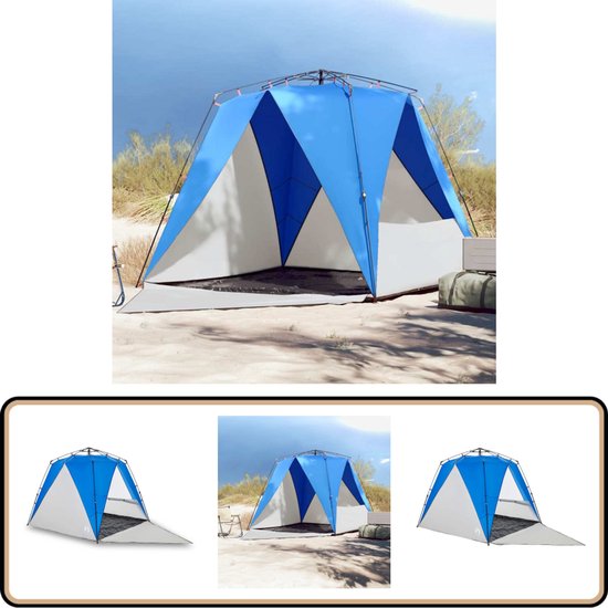 vidaXL Strandtent - 4-persoons - Waterdicht - Azuurblauw Strandtent - Zonnescherm - Beachtent - Vakantiehuisje - Campingtent van VidaXL