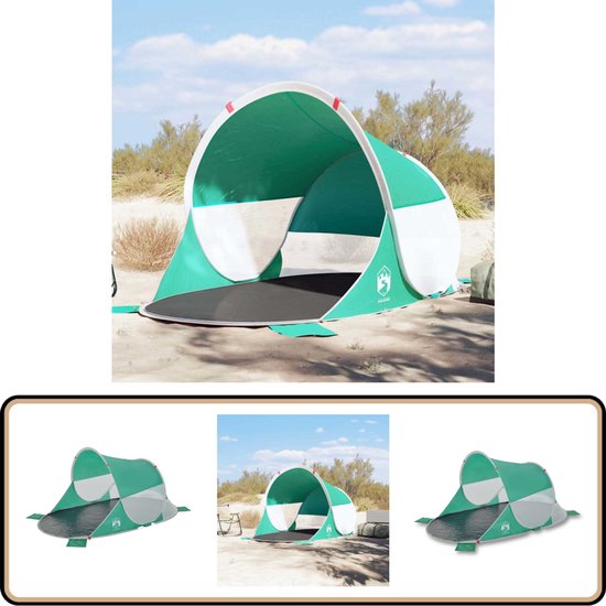 vidaXL Strandtent Pop-Up Zeegroen Waterdicht Strandtent - Pop-up Tent - Strandparadijs - Parasol - Zonnebescherming van Vidaxl