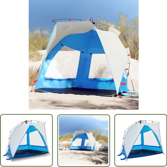 vidaXL Strandtenten - Strandtent - Strandtent 2-persoons waterdicht snelontgrendeling azuurblauw - Beachtent - Blauwe Strandtent - Tweepersoons Strandtent van Merkloos