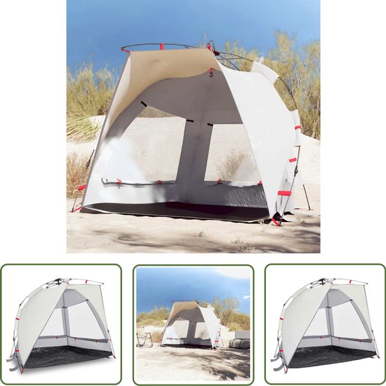 vidaXL Strandtenten - Strandtent - Strandtent 2-persoons waterdicht snelontgrendeling grijs - Beachtent - Parasol - Zonnebescherming van Merkloos