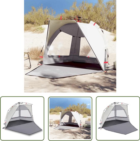 vidaXL Strandtenten - Strandtent - Strandtent 2-persoons waterdicht snelontgrendeling grijs - Zonnescherm - Parasol - Buitenleven van Merkloos