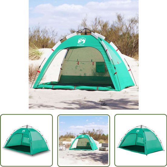 vidaXL Strandtenten - Strandtent - strandtent 2-persoons waterdicht snelontgrendeling zeegroen - Beachtent - Parasol - Zonnebescherming van Merkloos