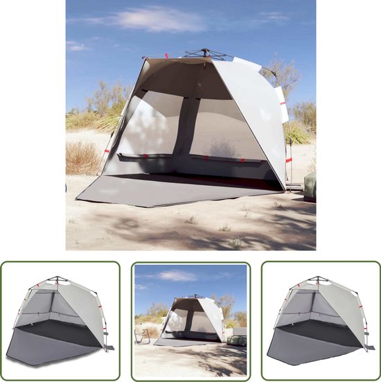 vidaXL Strandtenten - Strandtent - Strandtent 3-persoons waterdicht snelontgrendeling grijs - Beachtent - Parasol - Zonnezeil van Merkloos