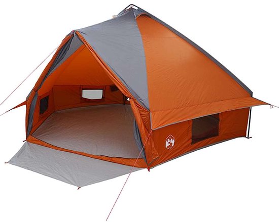 vidaXL - Teepee - Tent - voor - 10 - Personen - 10-persoons - Grijs - en - Oranje