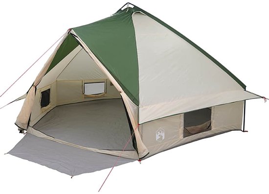 vidaXL - Teepee - Tent - voor - 10 - Personen - Groen - en - Wit - 567 - x - 470 - x - 242 - cm