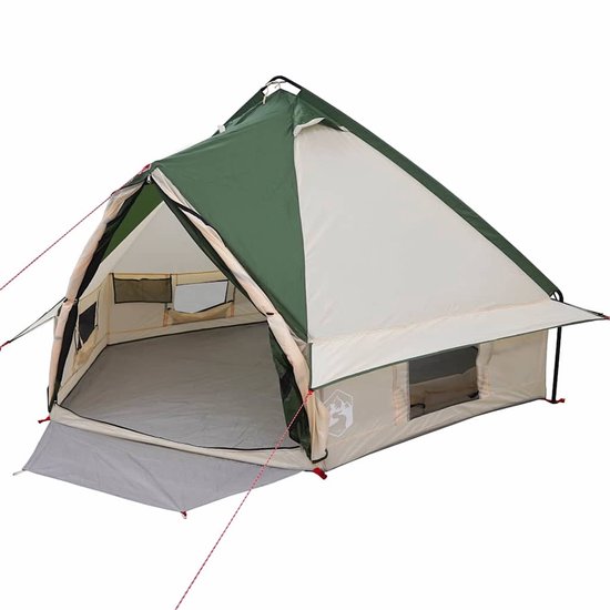 vidaXL - Teepee - Tent - voor - 4 - Personen - Groen - en - Grijs - 388 - x - 320 - x - 169 - cm