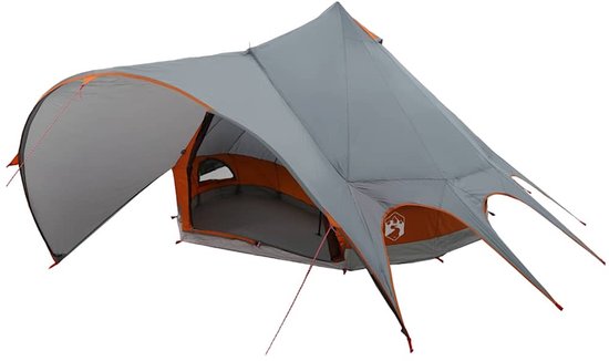 vidaXL - Teepee - Tent - voor - 5 - Personen - Grijs - en - Oranje - 415 - x - 415 - x - 247 - cm van Merkloos