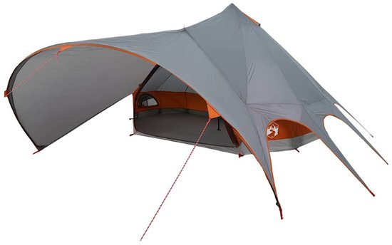 vidaXL - Teepee - Tent - voor - 7 - Personen - Grijs - en - Oranje - 600 - x - 600 - x - 347 - cm van Merkloos