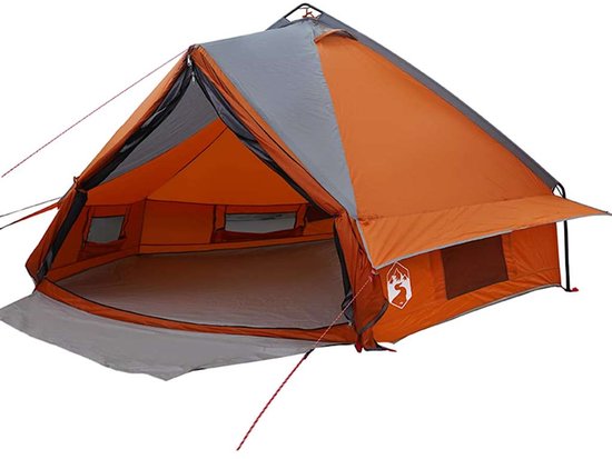 vidaXL - Teepee - Tent - voor - 8 - Personen - 8-persoons - Grijs - en - Oranje