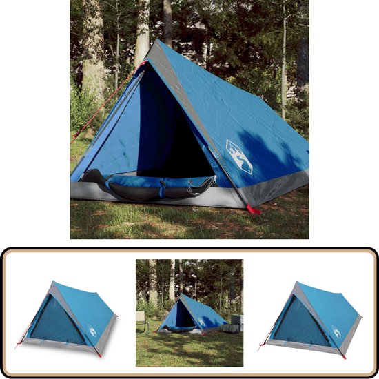 vidaXL Tent - 2-persoons - Waterdicht - Blauw Kampeertent - Tent - Tweepersoons Tent - Campinguitrusting - Outdoorleven van VidaXL