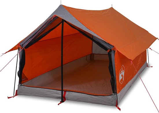 vidaXL - Tent - 2-persoons - waterdicht - grijs - en - oranje van Vidaxl