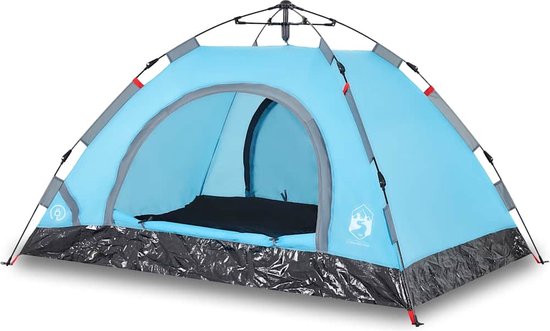 vidaXL Tent 3-persoons - Blauw - Snelontgrendeling van Vidaxl