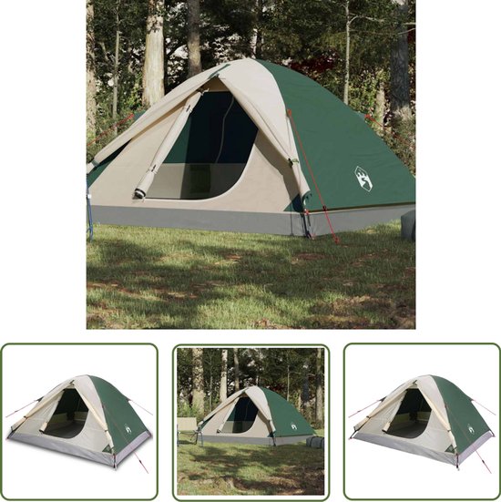 vidaXL Tent 3 Persoons - Kampeer Tent - Koepeltent 3-persoons waterdicht groen - Koepeltent - Campingtent - Buitenleven van VidaXL