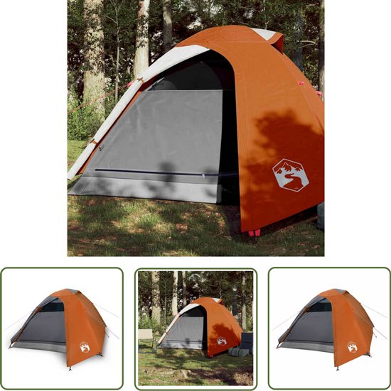 vidaXL Tent 3 Persoons - Kampeer Tent - Koepeltent 3-persoons waterdicht oranje - Koepeltent - Buitenleven - Vakantiehuis van Merkloos