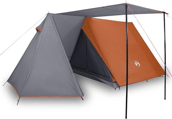 vidaXL - Tent - 3-persoons - waterdicht - grijs - en - oranje