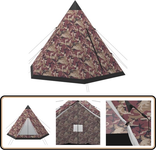 vidaXL Tent 4-persoons groen - UV-bestendig Kampeertent - Tipi Tent - Outdoor Tent - Festival Tent - Camping Accessoires van Merkloos