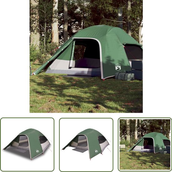 vidaXL Tent 4 Persoons - Kampeer Tent - Koepeltent 4-persoons waterdicht groen - Groene Tent - Waterdicht Tent - Campingtent van Merkloos