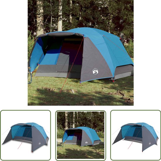 vidaXL Tent 4 Persoons - Kampeer Tent - Tent met luifel 4-persoons waterdicht blauw - Campingtent - Blue Tent - Waterproof Tent van Vidaxl
