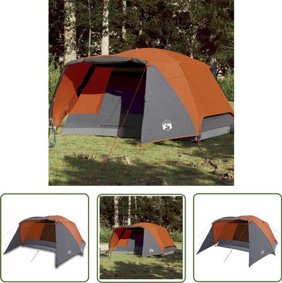 vidaXL Tent 4 Persoons - Kampeer Tent - Tent met luifel 4-persoons waterdicht oranje - Waterdicht Tent - Oranjetent - Campingtent van Merkloos