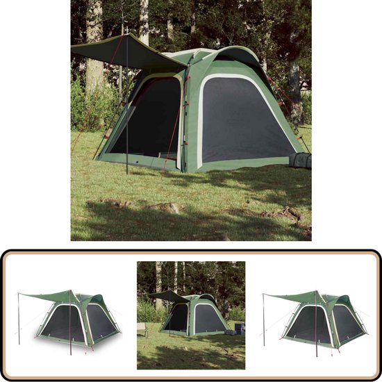 vidaXL Tent - 4-persoons - Waterdicht - Groen Kampeerten - Tent - Vier Persoons Tent - Groene Tent - Waterdichte Tent van VidaXL