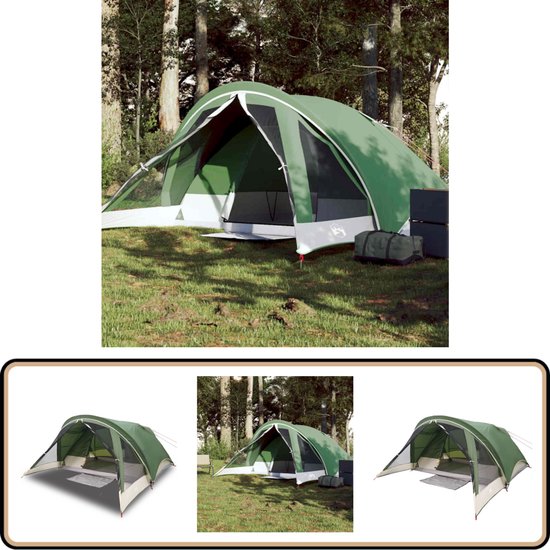 vidaXL Tent 4-persoons - Waterdicht - Groen Kampeertent - Tent - Bungalowtent - Vier Persoons Tent - Waterdicht Tent van Vidaxl