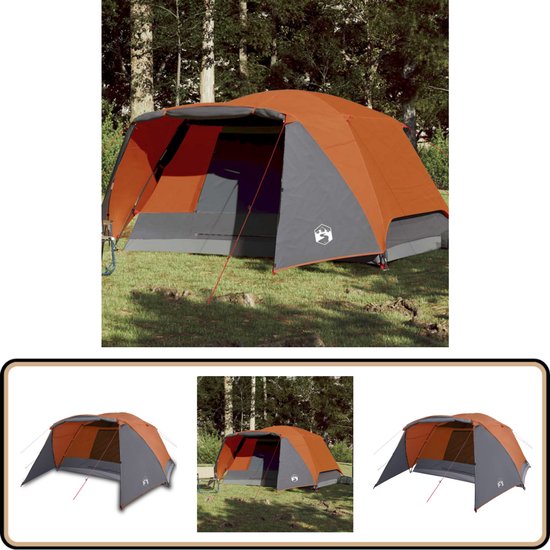 vidaXL Tent - 4 persoons - Waterdicht - Oranje Kampeertent - Bungalowtent - Tent - Outdoorleven - Vakantiehuisje van Vidaxl