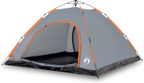 vidaXL - Tent - 5-persoons - snelontgrendeling - grijs - en - oranje van vidaXL